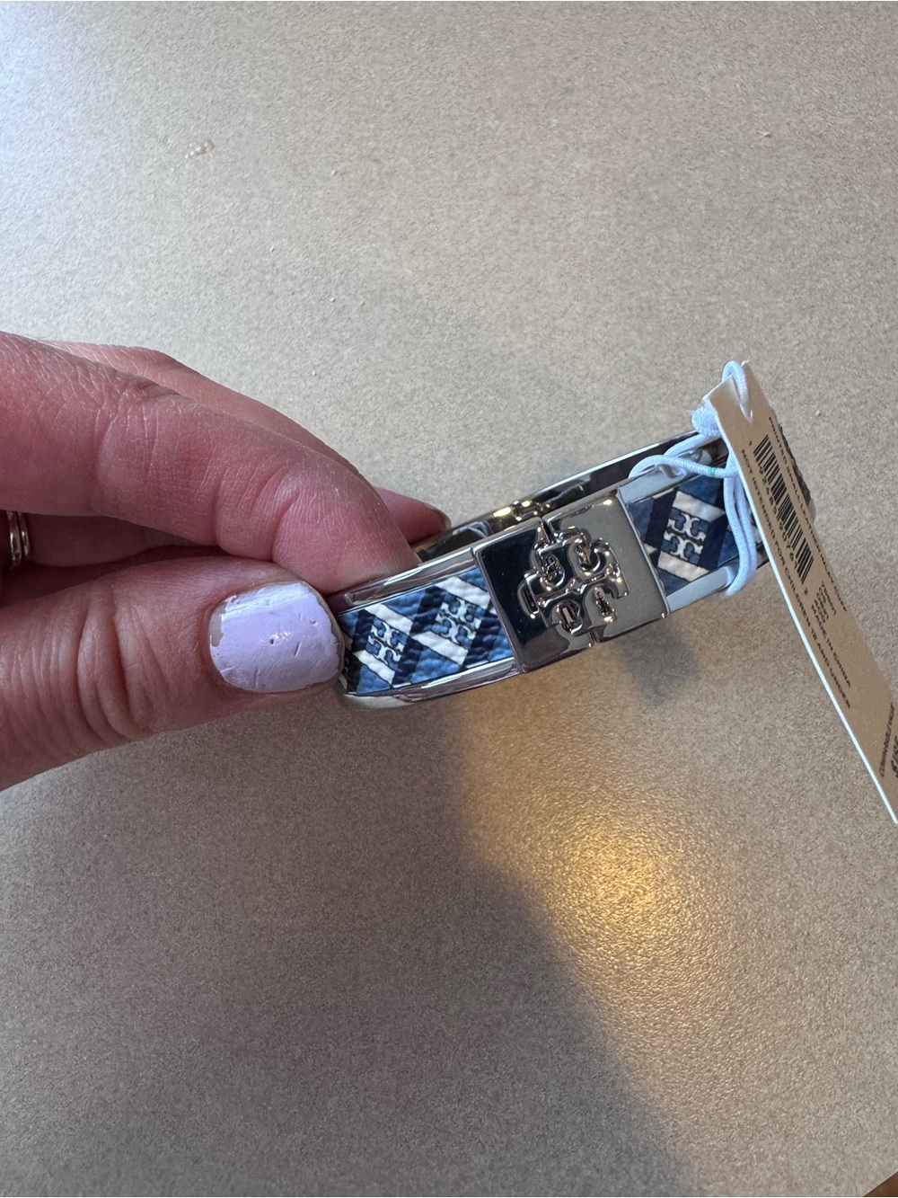 Tory Burch printed leather inlay cuff bracelet NWT jewelry